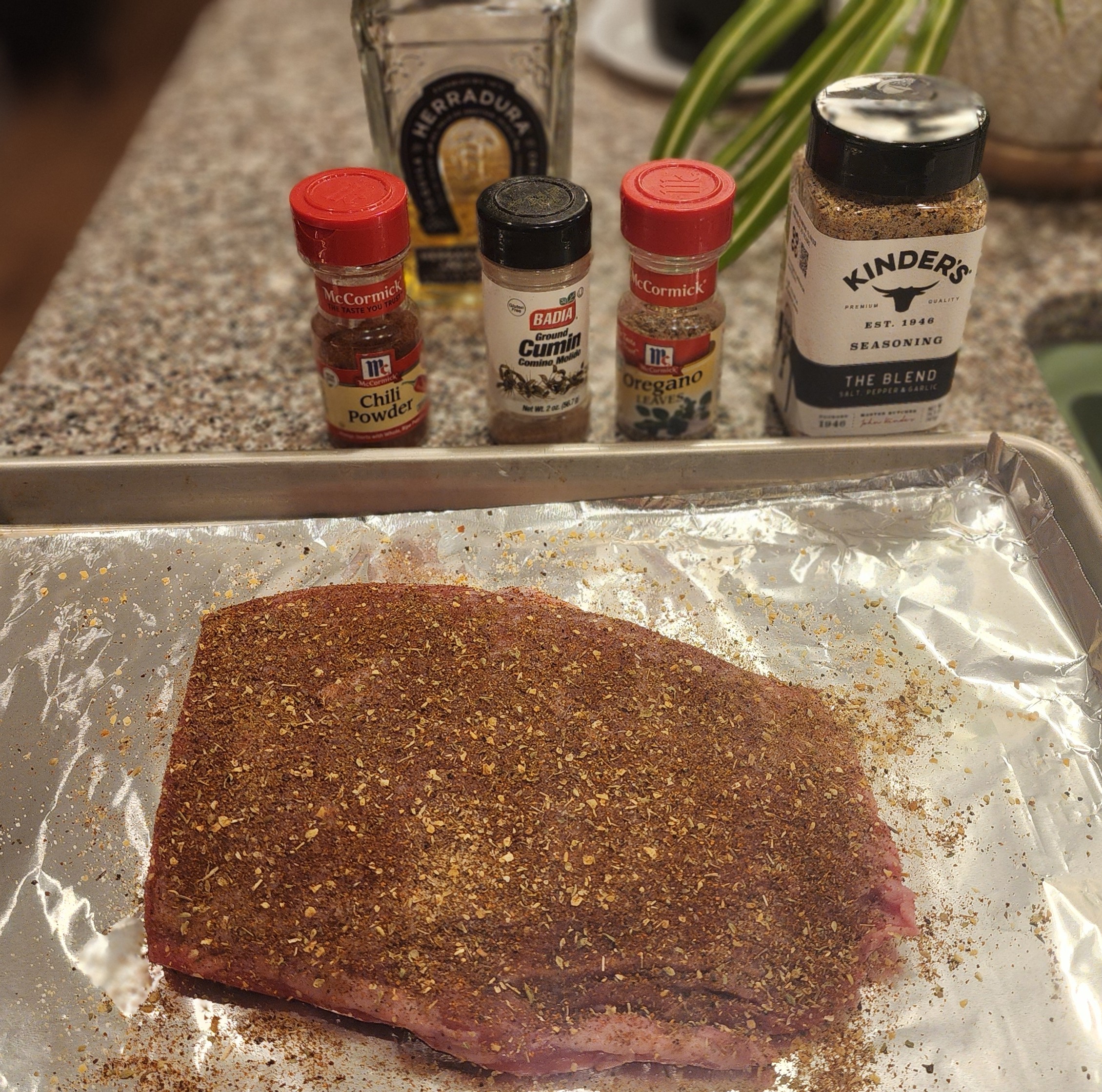 Flank steak seasoned