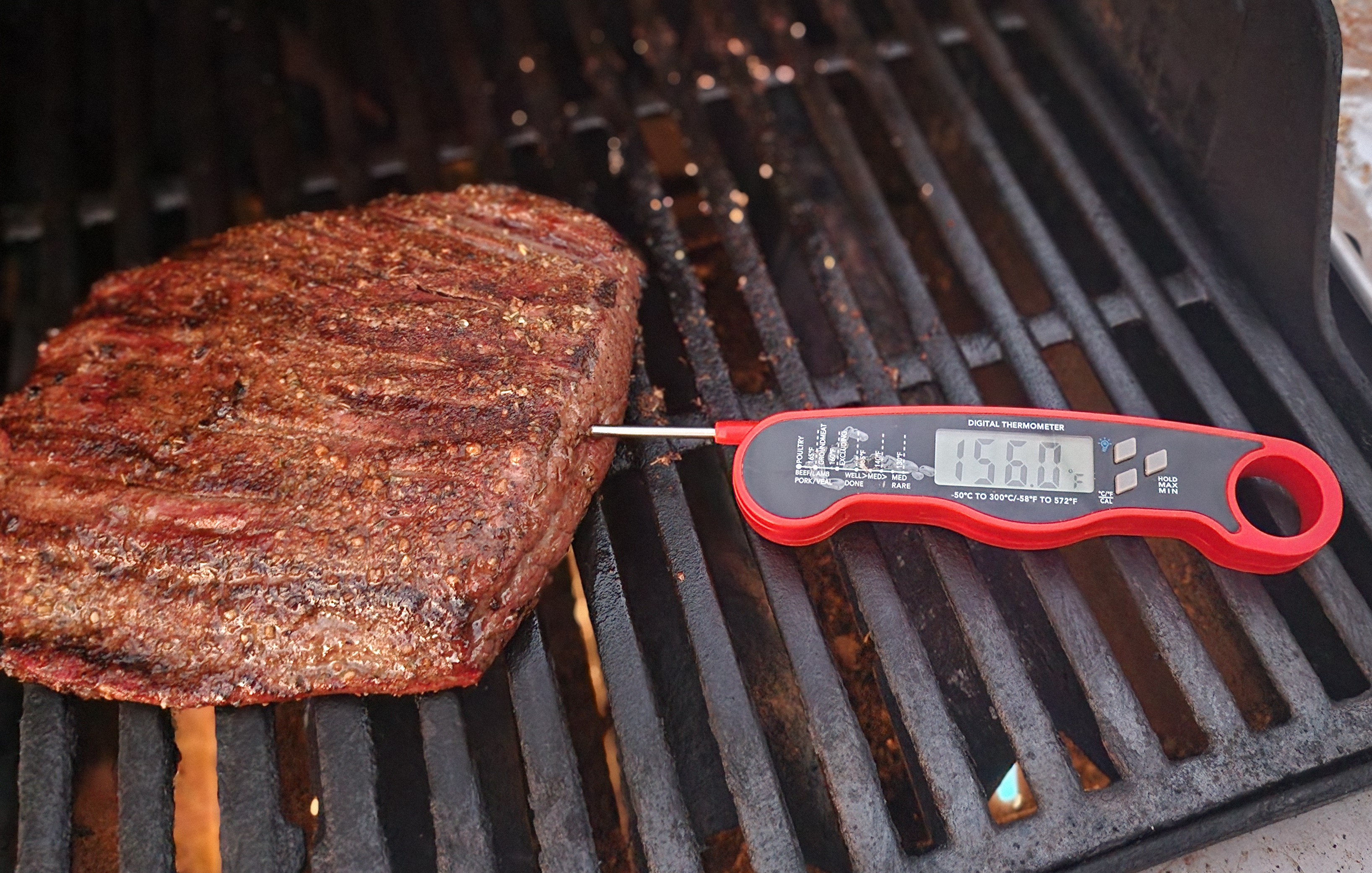 Flank steak on the grill