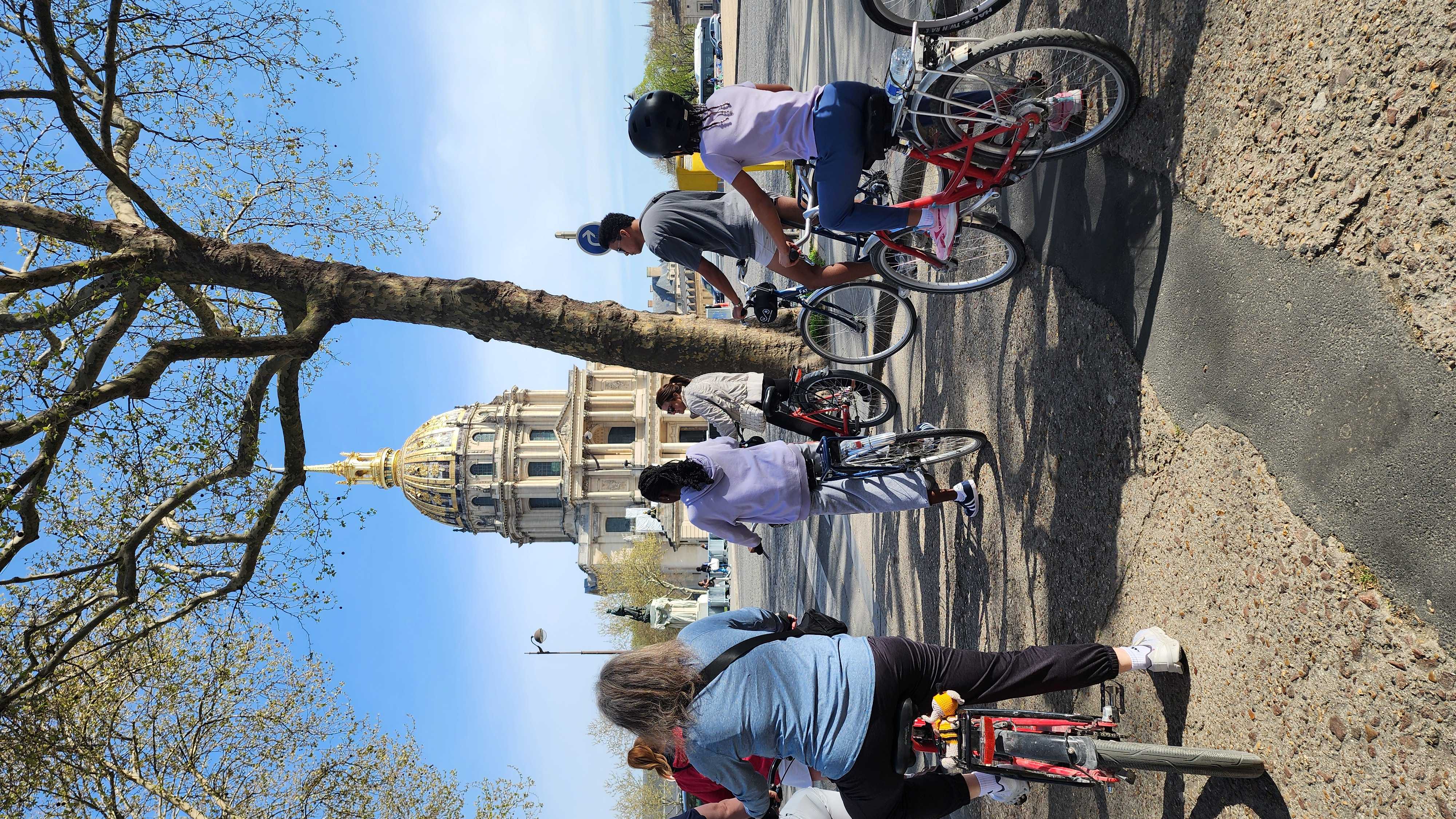 Ground-level view of Les Invalides golden dome